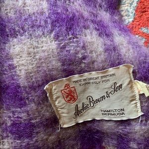 Vintage Archie Brown & Sons plaid mohair shawl